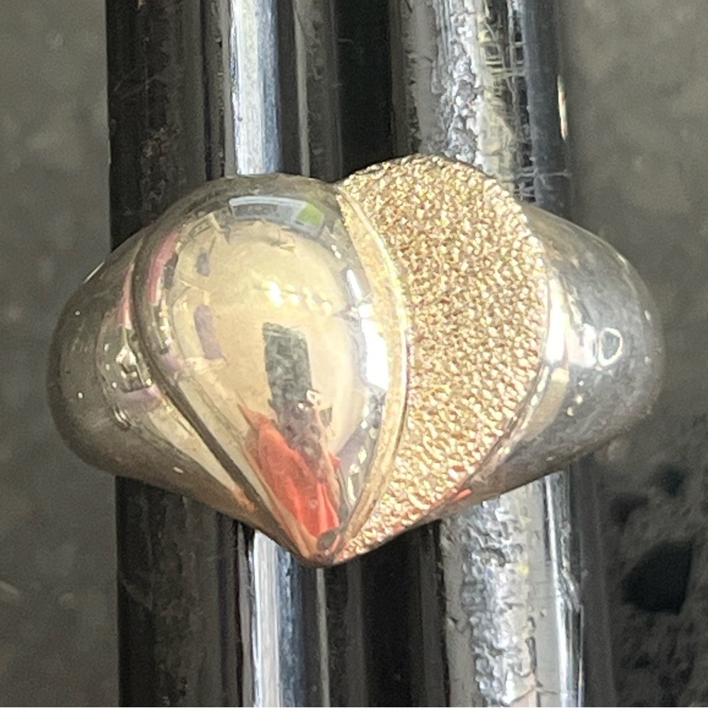Vintage heart design diamond cut sterling silver mirrored polished band ring QVC